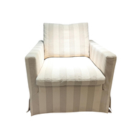Fauteuil simple en tissu de lin rayé pour salon moderne, housse amovible et lavable, fauteuil de détente