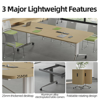 Table de bureau multifonctionnelle en bois, pliable, avancée et simple, pour réunions, formations, usage scolaire, équipée de roulettes, haute qualité
