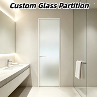 Petite porte de séparation en verre plat avec cadre en alliage Ti-Mg, verre trempé 3C, structure stable, taille personnalisée pour maison compacte