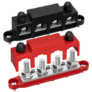 Barre omnibus 4 goujons 3/8" M10, bloc de distribution d'alimentation 250A, barre omnibus positive et négative pour batteries de systèmes marins, automobiles et solaires - Product Image 1