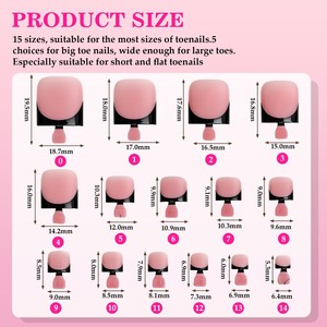 ZHI JIA 60 faux <span class=keywords><strong>ongles</strong></span> carrés courts français pour les orteils, en acrylique, couvrance totale, pour mains et pieds, ensemble d'<span class=keywords><strong>ongles</strong></span> à presser - Product Image 4