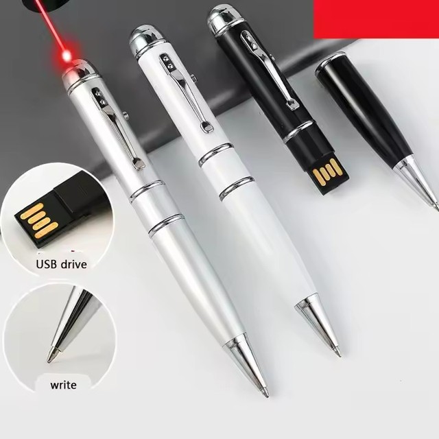 Wholesale 8GB to 64GB Pen Shaped USB Flash Drive 3.0 Memory U Disk Laser Pointer Engraving Custom Logo Printing Metal Interface