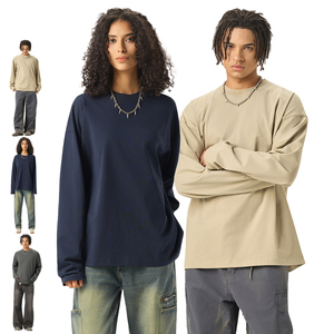 Camisetas Lisas de Manga Larga para Hombre al por Mayor, Camisetas de Color Sólido con Logotipo Personalizado, Camiseta Unisex de Hombros Caídos, Camiseta Extra Grande - Product Image 3