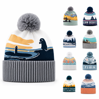 Bonnet d'hiver chaud en jacquard avec logo personnalisé, bonnet en acrylique avec pompon, bonnet d'hiver, toques, bonnets à pompon, bonnet en tricot décontracté