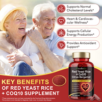 Acentiallabs Capsules de Riz Rouge Fermenté CoQ10 Citrus Bergamote 7 en 1 Soutien Antioxydant pour la Santé Cardiaque 180 Capsules