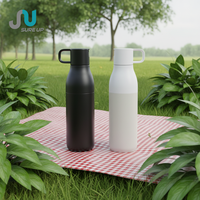 Bouteille isotherme à double paroi avec bouton-poussoir et poignée de transport, 500-740 ml, étanche, anti-poussière, en acier inoxydable, pour les déplacements en extérieur