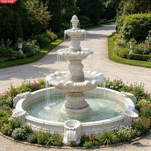 <span class=keywords><strong>Fontaine</strong></span> <span class=keywords><strong>en</strong></span> marbre sculpté à trois niveaux YOUFINE avec bassin à quatre feuilles, centre de jardin classique pour la cour d'hôtel - Product Image 4