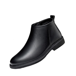 Men Ankle <b>Bootie</b> Boots Genuine Leather Round Toe Rubber Outsole Comfortable All Seasons Snow Boots PU Lining - Product Image 1