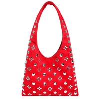 Offre Spéciale moto Punk Style luxe concepteur point rond Rivet sac à bandoulière Hobo PU cuir métal goujon seau sous les bras sac à main