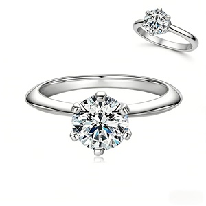 Bague de fiançailles et de mariage en argent sterling 925 avec moissanite solitaire 0,5 CT 1 CT 2 CT 3 CT VVS D pour femme avec certificat GRA - Product Image 2