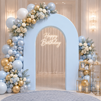 Stand Backdrop Lengkung 3D Logam 6x7.5ft Biru Langit Bingkai Latar Belakang Photo Booth untuk Dekorasi Pesta Pernikahan Ulang Tahun Baby Shower