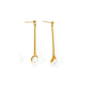 Boucles d'oreilles en perles, acier inoxydable 316L, placage or PVD, durables, résistantes, design long et tombant - Product Image 1
