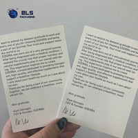Cartes de remerciement professionnelles personnalisées en gros, papier texturé, inserts d'emballage laminés, Bolisun, usine OEM en vrac