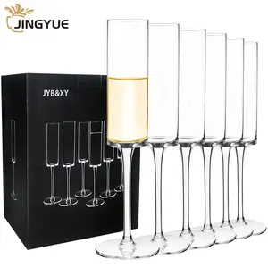 Reusable and Customized Crystal Clear Glass Stemware Flute Lightweight Cylinder Champagne Red Wine Glasses for Wedding