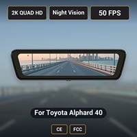 Pour Toyota Alphard 40 H8 Pro, caméra de rétroviseur avec streaming, caméra de tableau de bord 2K 8,2 pouces, double objectif avant et arrière, certifiée CE FCC, d'origine usine