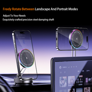 Supporto per telefono da auto Boneruy K13 con luce RGB e ricarica wireless da 15W, rotazione a 360° °   Supporto pieghevole con <span class=keywords><strong>ventosa</strong></span> in lega di zinco a rotazione - Product Image 4