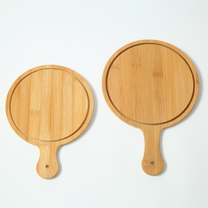 Plateau à pizza rond en bambou avec poignée pour la cuisson du pain et la présentation de la cuisine occidentale - Product Image 4