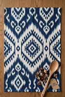 Serviettes de cuisine 100% coton, motif tribal Ikat bleu et blanc, imprimé géométrique ethnique, style bohème, 40x60cm