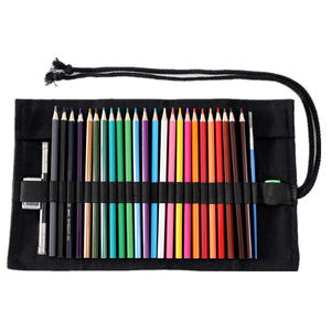Black Canvas Wrap Roll up <b>Pencil</b> <b>Case</b> Pen Storage <b>Bag</b> Holder Pouch School Supplies Large Capacity Custom - Product Image 2