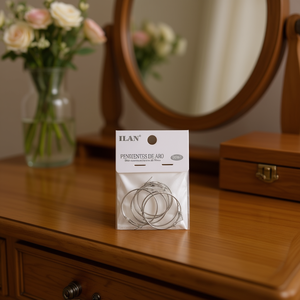 Orecchini a Cerchio Ilan 30mm Colore Argento Confezione da 6 Pezzi - Product Image 2