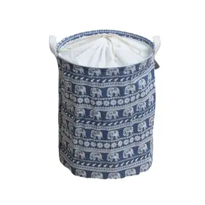 Factory Price Korean PE Laundry Basket with Folding Legs Waterproof Single round Canvas Opp Bag for Shoes Cloth Material