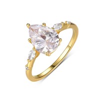 Bague de Mariage en Moissanite Certifiée GRA 2 Carats, Forme Poire, pour Fiançailles, en Argent Sterling 925 Plaqué Or pour Femmes