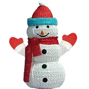 24" USB 8-function Timer Remote Control 33pcs LED Lights Pilling Cloth Snowman