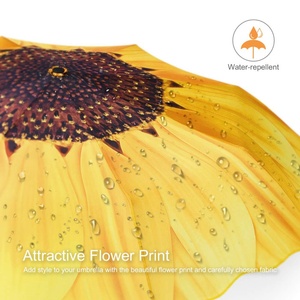 Wholesale Promotion 21 Inch Custom Flower Pattern Sunflower Automatic Opening Women Portable Outdoor Travel Compact Parasol - Product Image 2