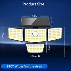 Lampes murales solaires à détecteur de mouvement IP65 étanches 212 LED avec télécommande, 3 modes d'éclairage pour jardin, entrepôt, <span class=keywords><strong>balcon</strong></span>, villa - Product Image 6