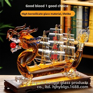 Decantador <span class=keywords><strong>de</strong></span> <span class=keywords><strong>Vino</strong></span> <span class=keywords><strong>de</strong></span> Vidrio Borosilicato Transparente con Forma <span class=keywords><strong>de</strong></span> Dragón, Aireador Decorativo, <span class=keywords><strong>Botella</strong></span> <span class=keywords><strong>de</strong></span> Licor, Juego <span class=keywords><strong>de</strong></span> Seis Piezas con Temática del Zodíaco - Product Image 2