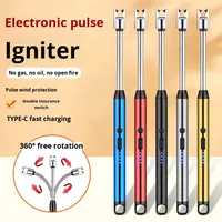 Allumeur de cuisine USB rechargeable du fabricant en gros Briquet d'interface Tpe-C Coupe-vent Arc Pulse Ignition Metal Material