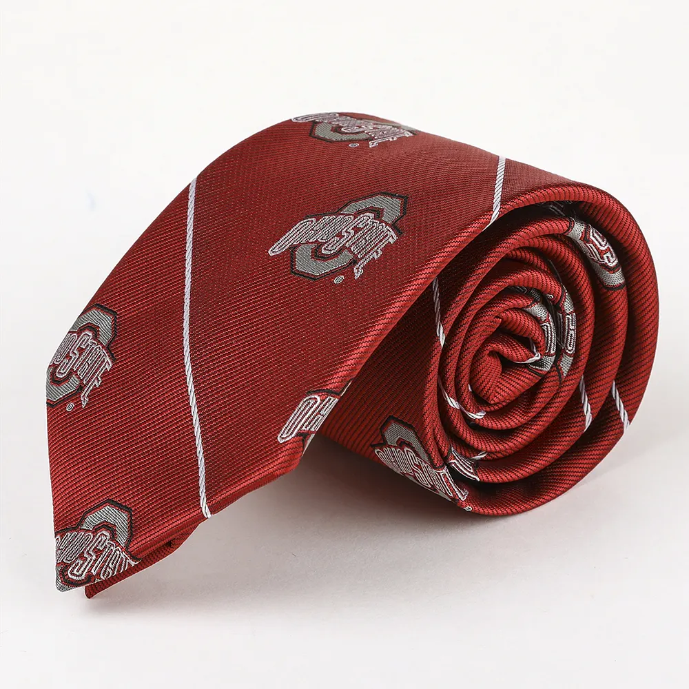 NCAA Custom Jacquard University Necktie Party Red Tie Wholesale Microfiber Ties Wide Stripe Men Necktie