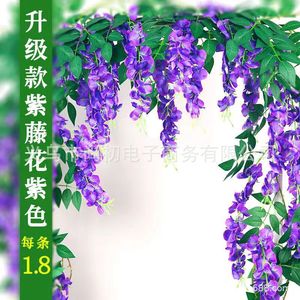 Guirnaldas de Flores Artificiales de Glicinia Colgantes de 100cm-200cm, Decoración para Bodas al Aire Libre, Planta de Seda con Follaje Verde - Product Image 5