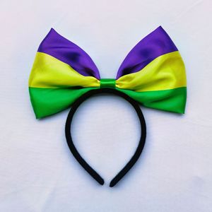 Pafu festa di capodanno prom party dress up fascia carnevale fascia viola giallo verde Mardi Gras bow copricapo - Product Image 2