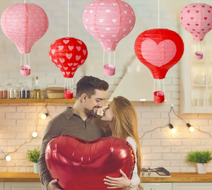 DAMAI Valentine's Day Decoration Wedding Themed Party Supplies Disposable <b>Red</b> and Pink Hot Air Balloon Shaped <b>Paper</b> Latern - Product Image 3