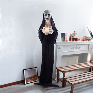 Atmósfera aterradora Nuevo producto <span class=keywords><strong>de</strong></span> Halloween Estatuilla <span class=keywords><strong>de</strong></span> <span class=keywords><strong>monja</strong></span> Sosteniendo velas Accesorios decorativos luminosos <span class=keywords><strong>Casa</strong></span> embrujada Habitación secreta - Product Image 1