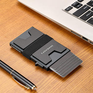 Mince Minimaliste Pop Up Porte-Cartes Portefeuille RFID Blocage Mens Portefeuille avec Sangle et Plaque Métallique Contient Money Clip Wallet - Product Image 2