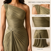 Robe longue plissée unie à col en V pour femme, manches longues, en coton et polyester écologiques, taille naturelle élastique, brodée, collection printemps