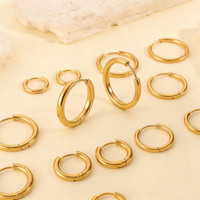 Boucles d'oreilles créoles Huggie étanches en acier inoxydable 316L plaqué or PVD 18 carats avec breloques DIY, thème Icônes du Voyage et du Style de Vie, pour femmes