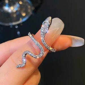 Anillo Ajustable con Forma de Serpiente, Micro Pavé de Diamantes de Imitación Creados en Laboratorio, Joyería de Moda para Fiestas, Diseño Unisex - Product Image 4