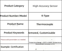 Thermocouple blindé de type K industriel, capteur de haute précision pour la mesure de processus