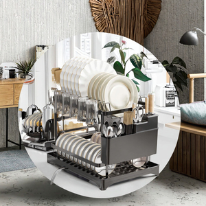 Égouttoir à <span class=keywords><strong>vaisselle</strong></span> sur évier avec égouttoir pliable pour comptoir de cuisine, porte-couverts, supports et étagères de rangement - Product Image 2