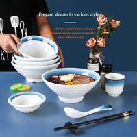 Bol à soupe et bol à ramen en mélamine de type A5 bleu et blanc japonais de haute qualité, adapté aux foyers, aux écoles, aux banquets et aux restaurants