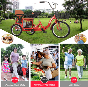 LEWEE Nuovo Triciclo a 3 <span class=keywords><strong>Ruote</strong></span> con Grande Cestino e Sedile Posteriore, Bicicletta a <span class=keywords><strong>Tre</strong></span> <span class=keywords><strong>Ruote</strong></span> da 21 Pollici per il Tempo Libero Genitore-Figlio - Product Image 5