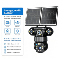 Caméra solaire 4G personnalisée en usine, caméra de sécurité PTZ à quatre objectifs, suivi automatique des personnes, application de surveillance à distance en 17 langues, extérieur