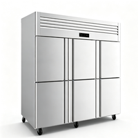 Réfrigérateur industriel vertical à 6 portes en acier inoxydable durable et écoénergétique pour cuisine commerciale
