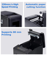 Impresora POS de Precio de Distribuidor, Impresora Térmica de Recibos de 80mm con Cortador Automático, 230mm, Negra, USB, LAN Opcional, Sistema POS Directo de Fábrica