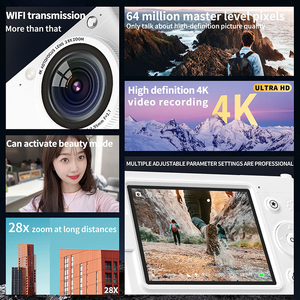 Caméra vidéo numérique WiFi 4K professionnelle D7, écran IPS de 2,83 pouces, 64MP, zoom optique 16x, enregistreur de vlog - Product Image 4
