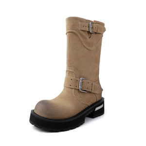 Bottines pour femme à talon épais et bout carré, confortables et multifonctionnelles, au design rétro - Product Image 2