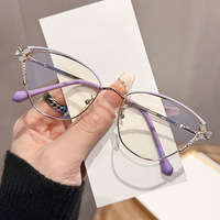 Lunettes œil-de-chat incrustées de diamants, métalliques, photochromiques, anti-lumière bleue, tendance et polyvalentes, pour les fêtes et les voyages